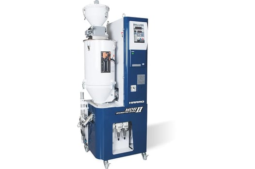樹脂材料のムダなコストを低減！新製品『除湿機と粒断機の計量混合コラボ』
