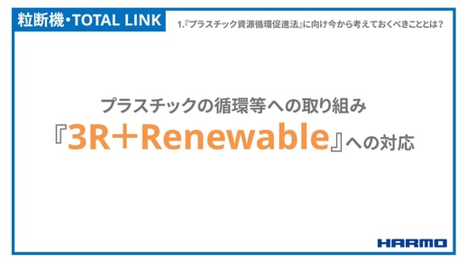 プラスチック資源循環促進法と「3R＋Renewable」について